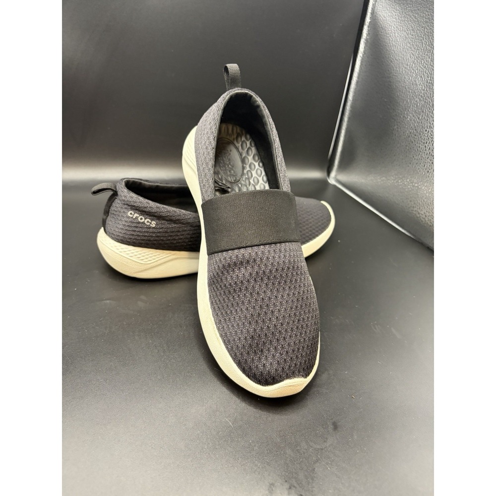 Crocs Literide Womens‎ Size 8 Slip On Sneakers Black  Mesh Shoes 205727